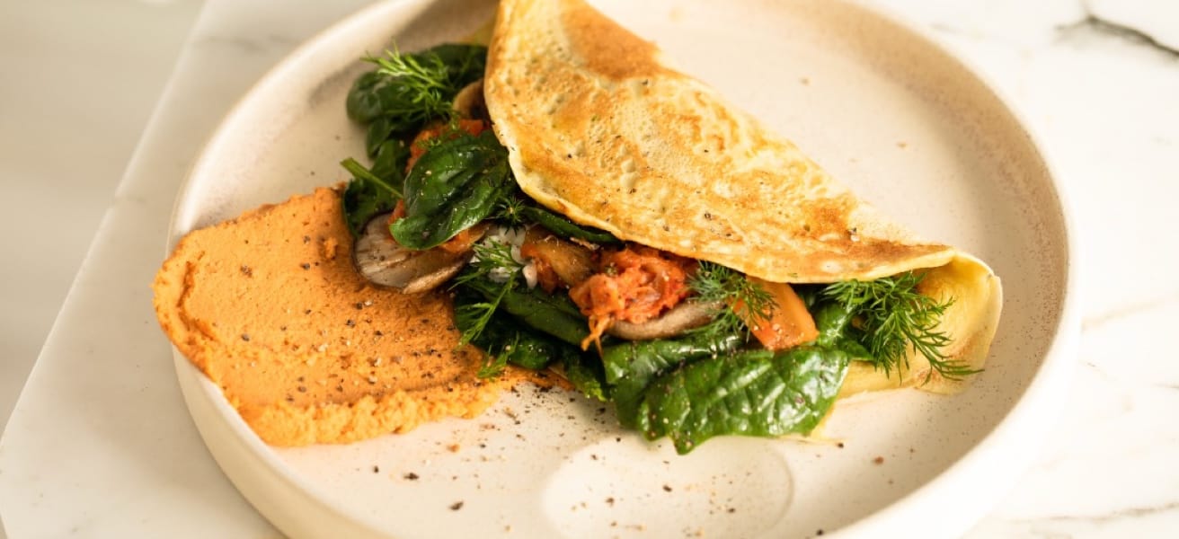 A delicious omelette on a light plate